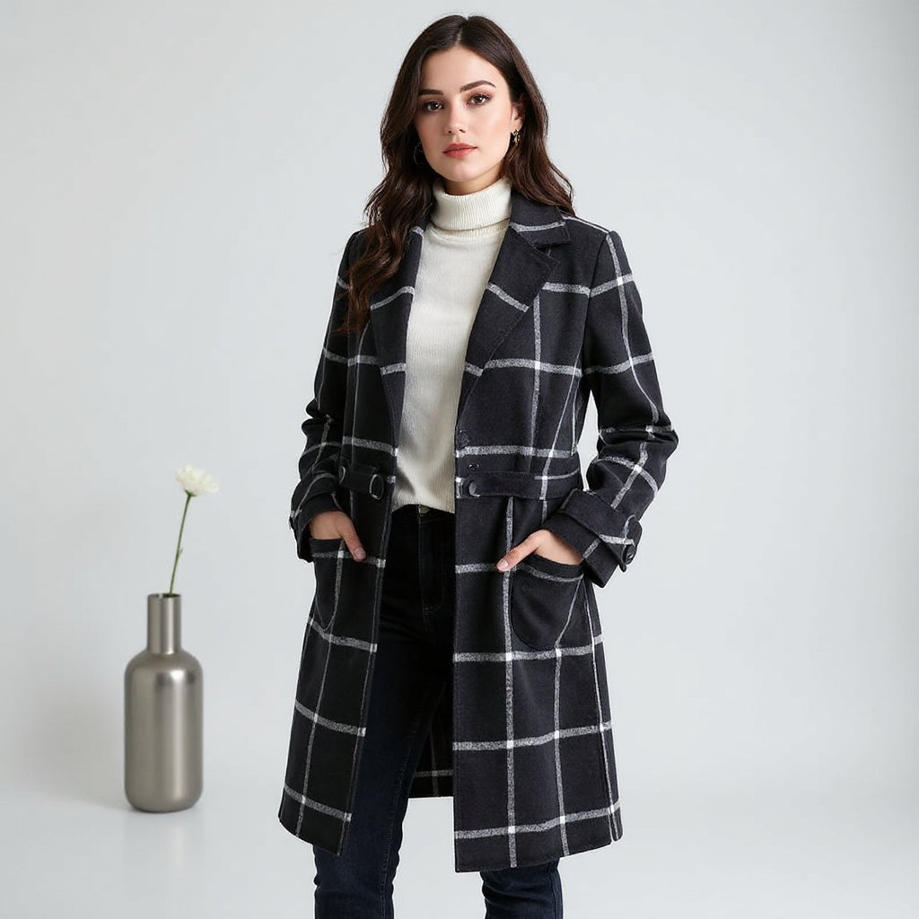Alessia | Cappotto Elegante a Quadri in Lana